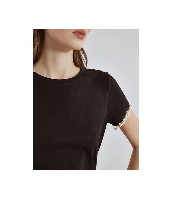 T-shirt με πέρλες στο μανίκι SN7958.4635+2
