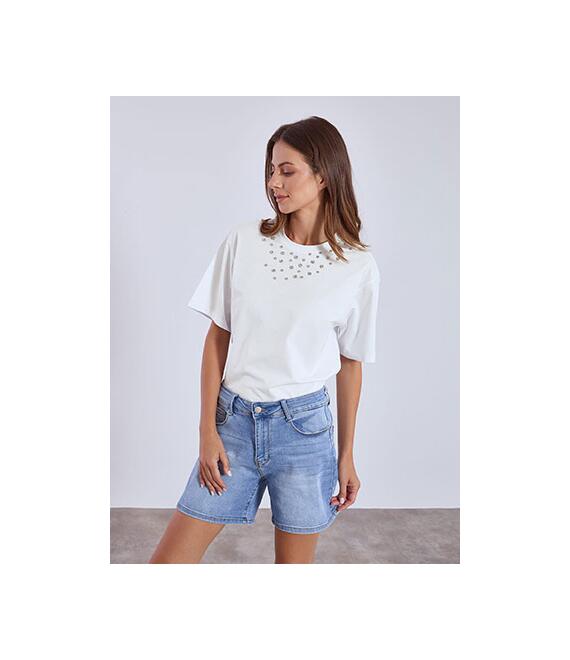 T-shirt με πέτρες strass SN7958.4695+1
