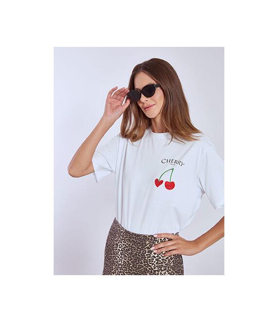 T-shirt Cherry Amour με strass SN7958.4822+1
