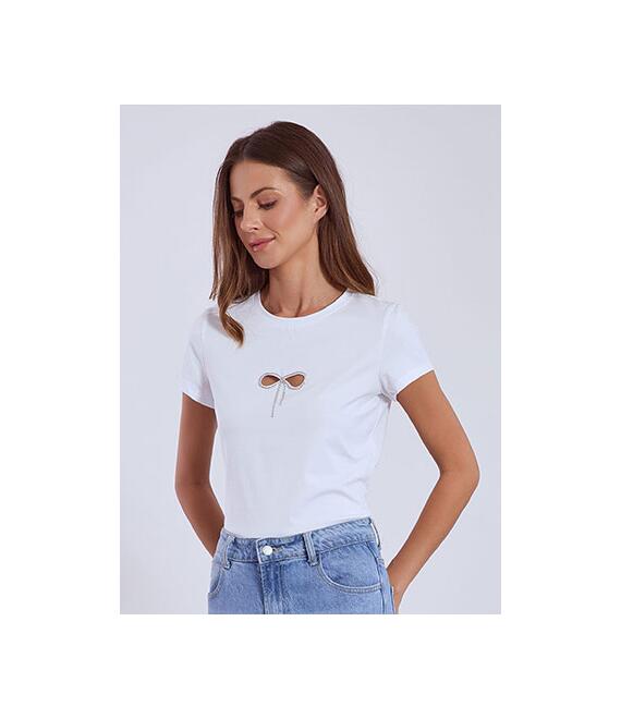 T-shirt strass φιόγκος με ανοίγματα SN7958.4881+1