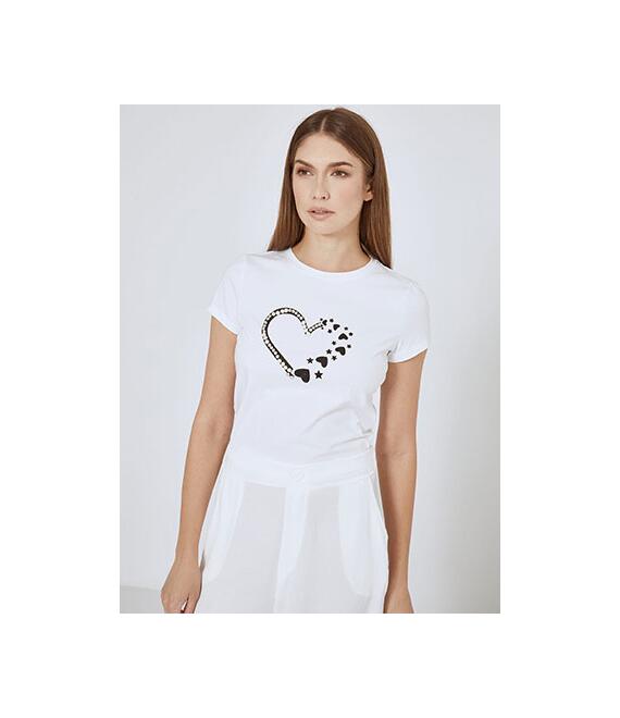 T-shirt με καρδιά και πέρλες SN7958.4958+1