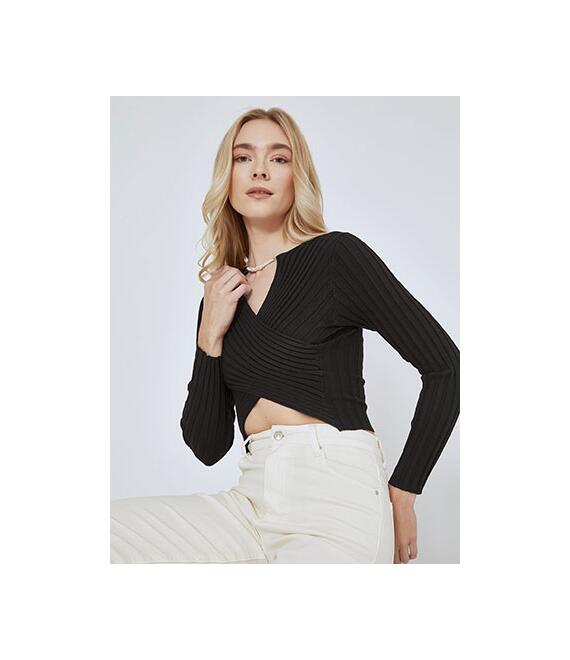 Crop top κρουαζέ με πέρλες SN9423.4583+2