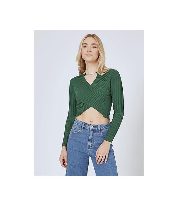 Crop top κρουαζέ με πέρλες SN9423.4583+4