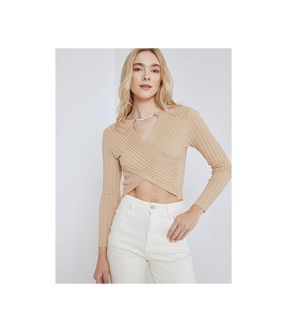 Crop top κρουαζέ με πέρλες SN9423.4583+3