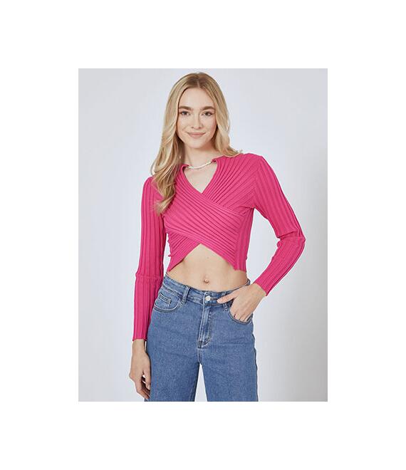 Crop top κρουαζέ με πέρλες SN9423.4583+5