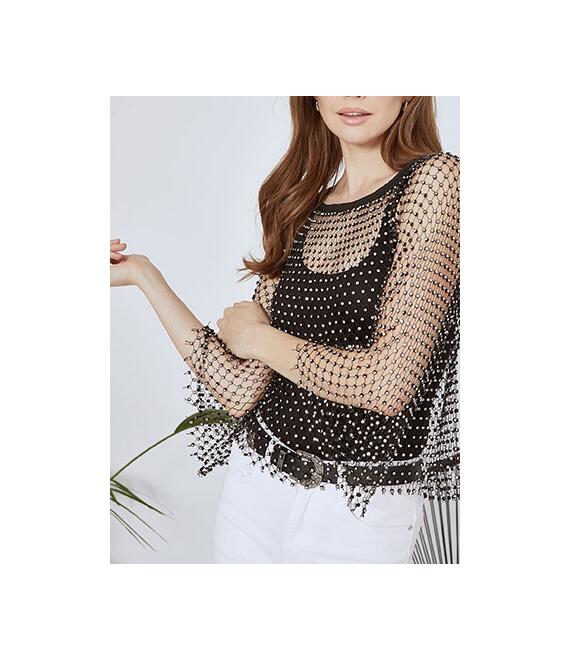 Μπλούζα δίχτυ με strass SN9423.4819+1