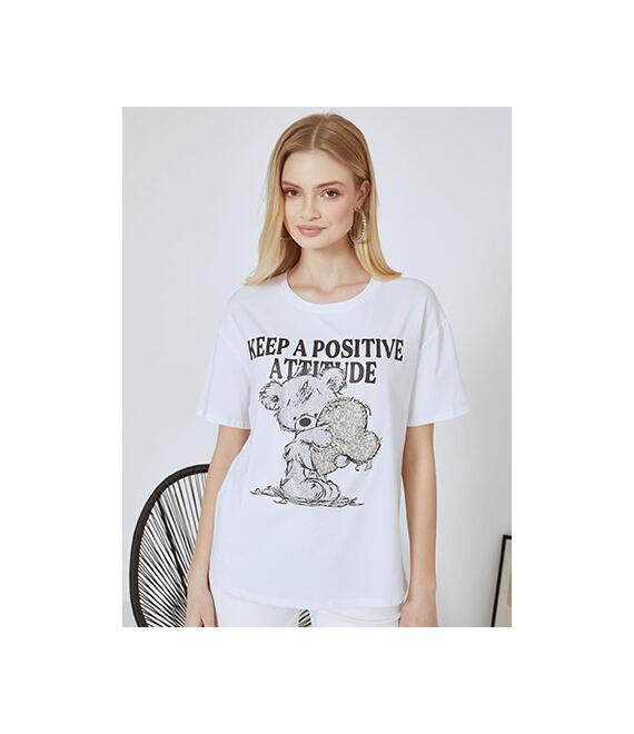T-shirt με strass αρκουδάκι SN9441.4680+1