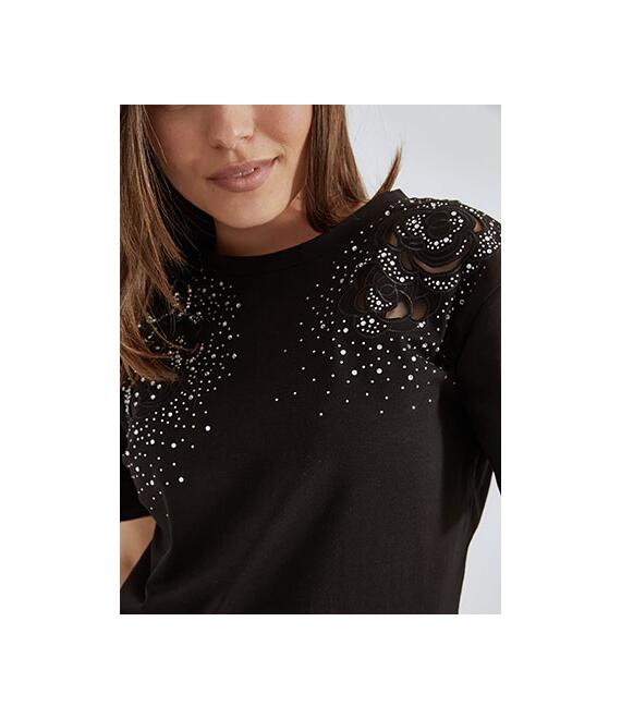 T-shirt με strass κέντημα SN9844.4617+1