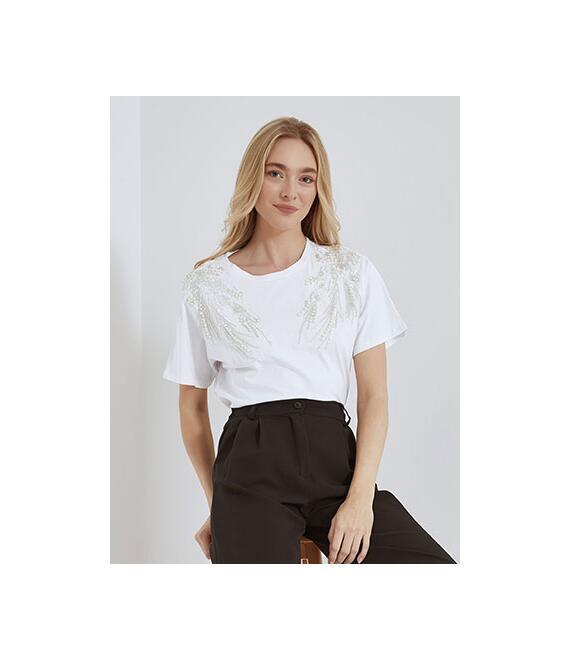 T-shirt με πέρλες SN9844.4621+1