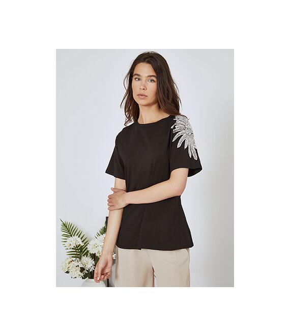 T-shirt με παγιέτες και πέρλες SN9844.4622+2