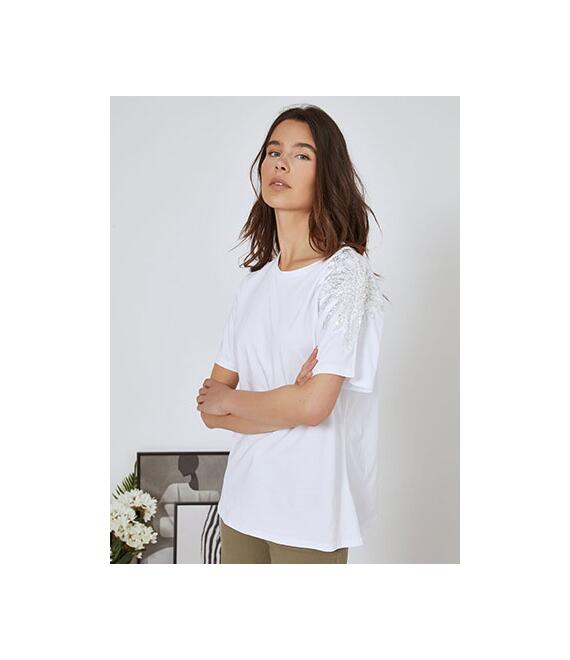 T-shirt με παγιέτες και πέρλες SN9844.4622+1