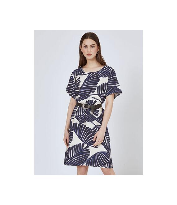 Φόρεμα εμπριμέ μίντι με βαμβάκι SN9856.8552+4