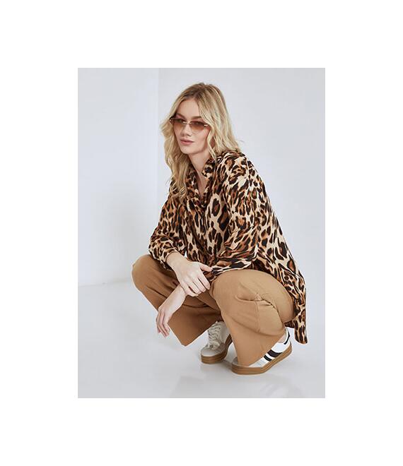 Πουκαμίσα ασύμμετρη με animal print SN9875.3002+3