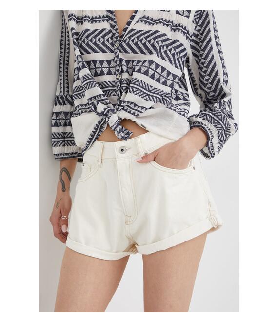 Βαμβακερό σορτσάκι Pepe Jeans Suzie χρώμα: μπεζ
