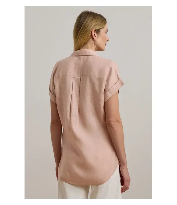 Πουκάμισο από λινό Lauren Ralph Lauren χρώμα: πράσινο, 200699152