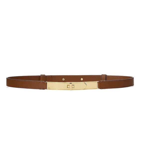 Δερμάτινη ζώνη Lauren Ralph Lauren χρώμα: καφέ