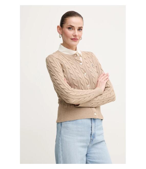 Βαμβακερή ζακέτα Polo Ralph Lauren χρώμα: άσπρο, 211891643