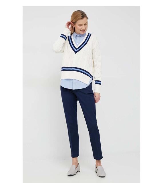Βαμβακερό πουλόβερ Polo Ralph Lauren γυναικεία, χρώμα: μπεζ