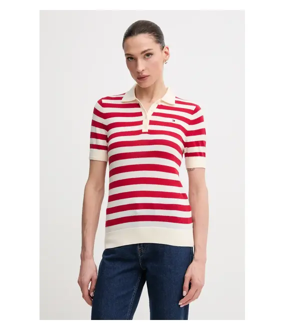 Πόλο Tommy Hilfiger χρώμα: κόκκινο