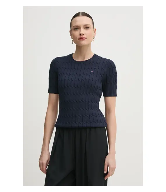 Βαμβακερό πουλόβερ Tommy Hilfiger χρώμα: ναυτικό μπλε, WW0WW38744
