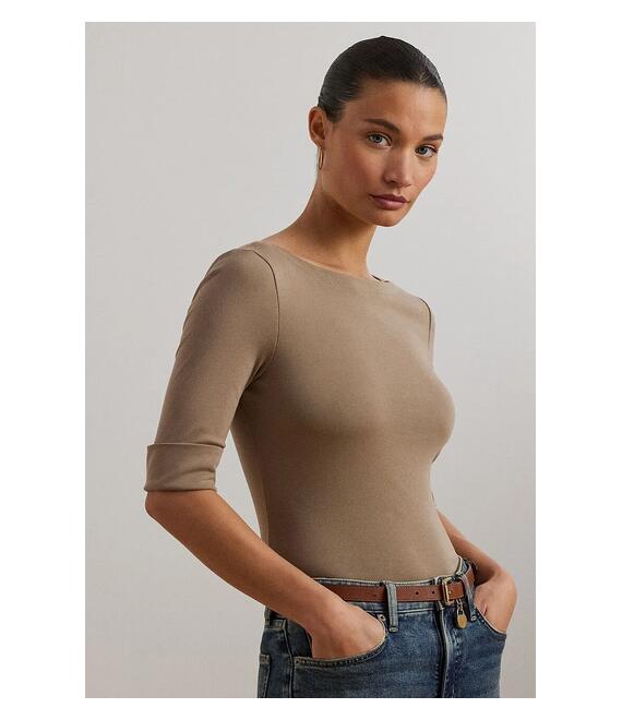Μπλουζάκι Lauren Ralph Lauren χρώμα: καφέ, 200654963
