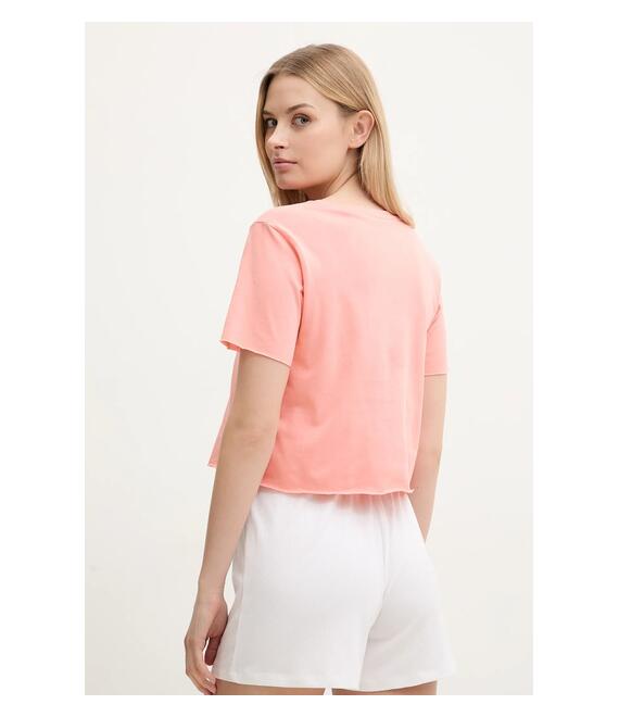 Βαμβακερό μπλουζάκι Guess χρώμα: πορτοκαλί