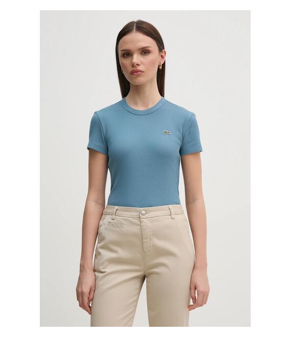 Βαμβακερό μπλουζάκι Lacoste χρώμα: μπλε