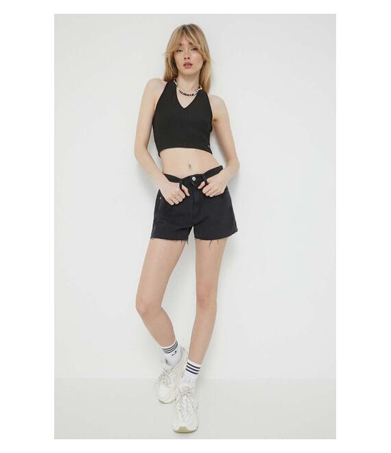 Top Tommy Jeans χρώμα: μαύρο