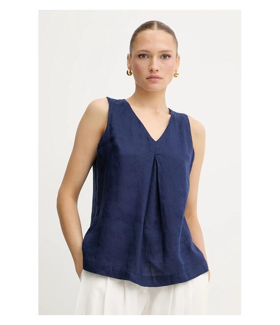Λευκή μπλούζα United Colors of Benetton χρώμα: ναυτικό μπλε, 5BMLDQ06W
