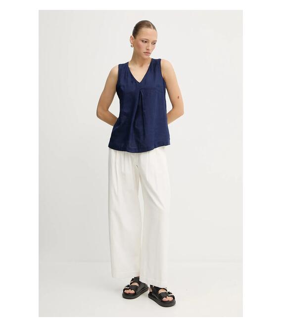 Λευκή μπλούζα United Colors of Benetton χρώμα: ναυτικό μπλε, 5BMLDQ06W