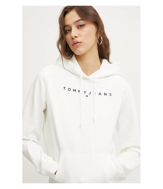 Μπλούζα Tommy Jeans χρώμα: άσπρο, με κουκούλα, DW0DW17324