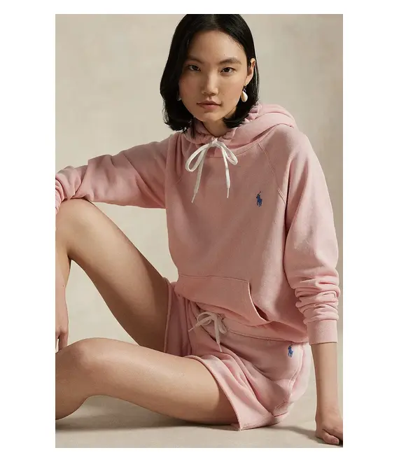 Βαμβακερή μπλούζα Polo Ralph Lauren γυναικεία, χρώμα: ροζ, με κουκούλα, 211935583