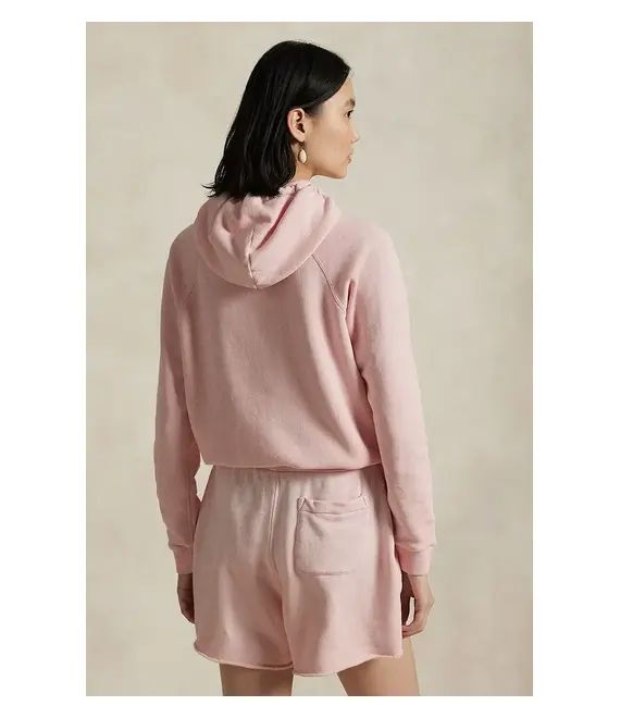 Βαμβακερή μπλούζα Polo Ralph Lauren γυναικεία, χρώμα: ροζ, με κουκούλα, 211935583