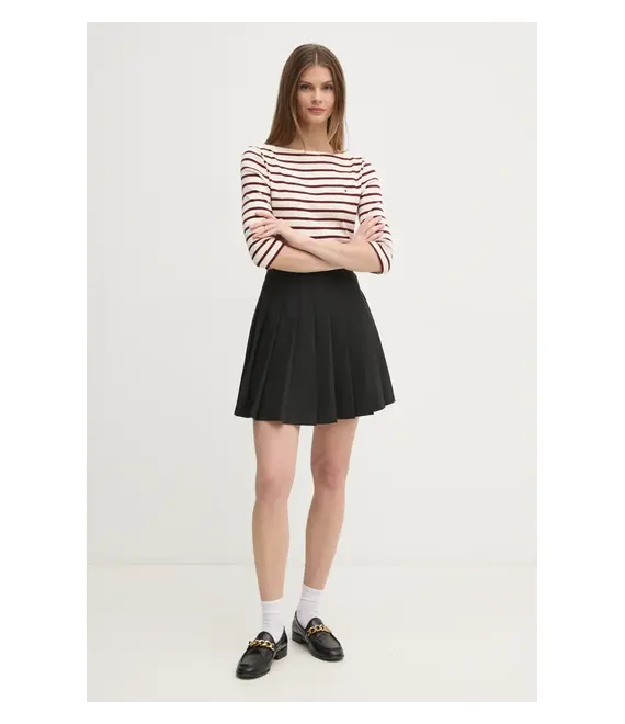 Βαμβακερή μπλούζα με μακριά μανίκια Tommy Hilfiger χρώμα: μπεζ, WW0WW40589