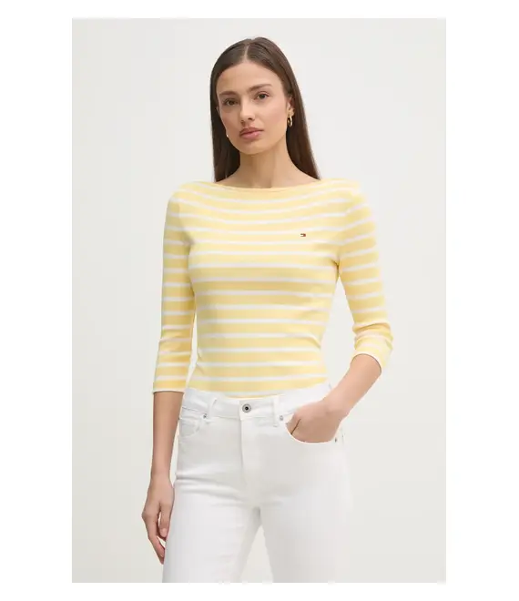Βαμβακερή μπλούζα με μακριά μανίκια Tommy Hilfiger χρώμα: μαύρο, WW0WW40589
