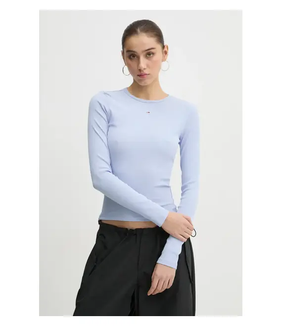 Μακρυμάνικο Tommy Jeans χρώμα: μπλε, DW0DW17387