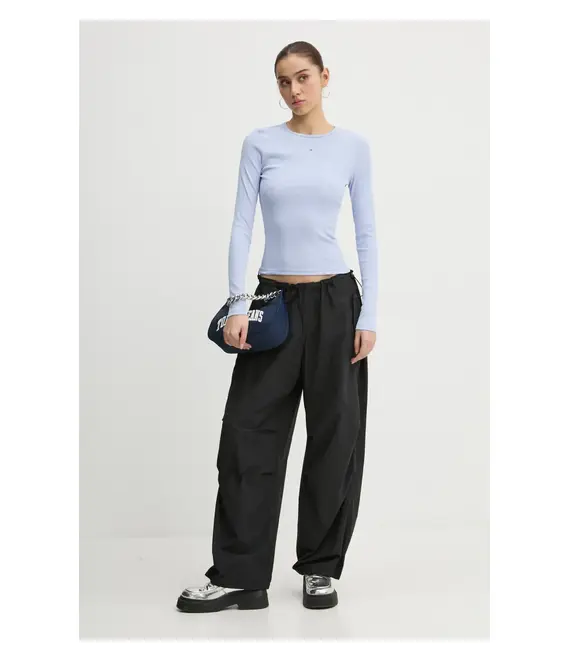 Μακρυμάνικο Tommy Jeans χρώμα: μπλε, DW0DW17387