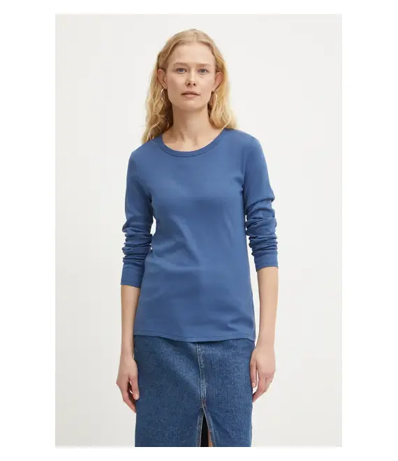 Βαμβακερή μπλούζα με μακριά μανίκια United Colors of Benetton χρώμα: ροζ, 3GA2E16F9