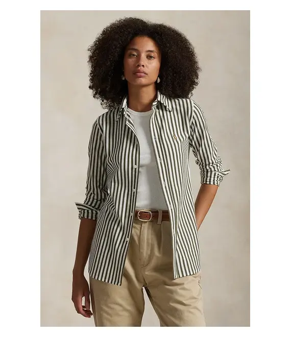 Βαμβακερό πουκάμισο Polo Ralph Lauren χρώμα: πράσινο, 211910131