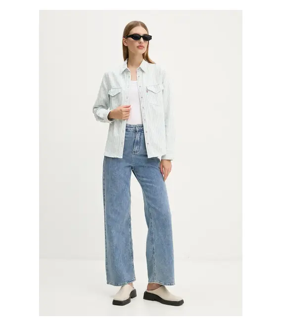 Τζιν πουκάμισο Levi's χρώμα: μπεζ