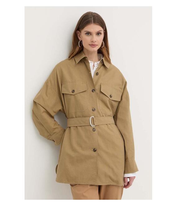 Παλτό με μείγμα λινών Weekend Max Mara χρώμα: μπεζ, 2415041082600