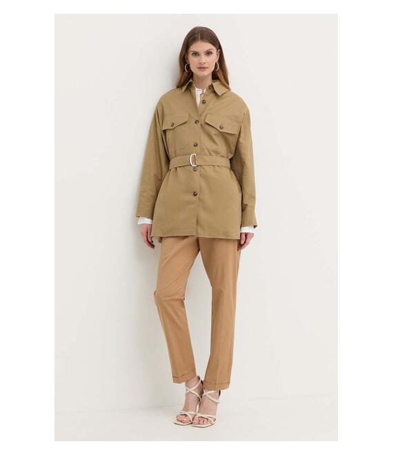 Παλτό με μείγμα λινών Weekend Max Mara χρώμα: μπεζ, 2415041082600