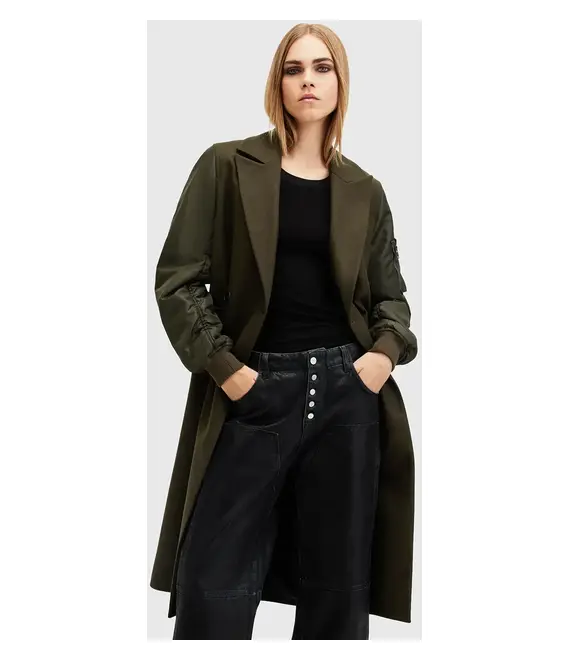 Μάλλινο παλτό AllSaints PAULAH χρώμα: πράσινο, W007OZ