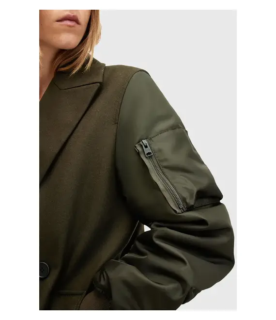 Μάλλινο παλτό AllSaints PAULAH χρώμα: πράσινο, W007OZ