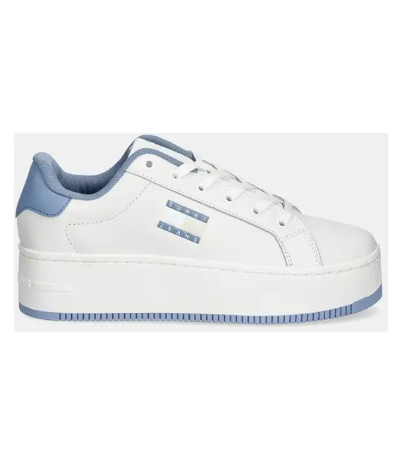 Δερμάτινα αθλητικά παπούτσια Tommy Jeans TJW FLATFORM ESS χρώμα: άσπρο, EN0EN02518
