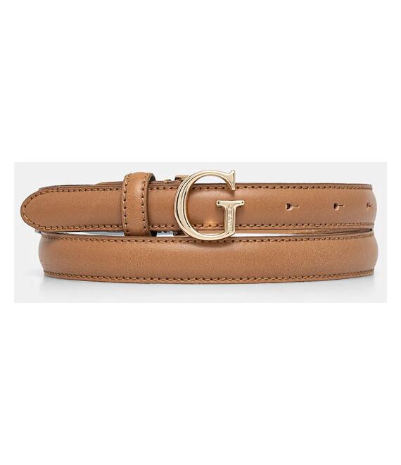 Δερμάτινη ζώνη Guess χρώμα: μπεζ
