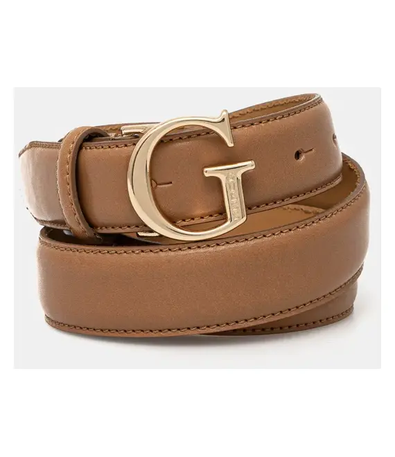 Δερμάτινη ζώνη Guess χρώμα: μπεζ, BW9118 P4230