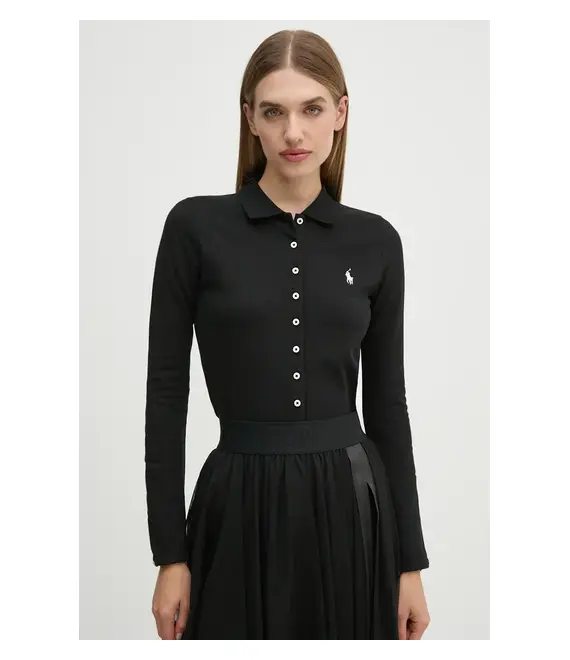 Πουκάμισο Polo Ralph Lauren χρώμα: μαύρο, 211941176