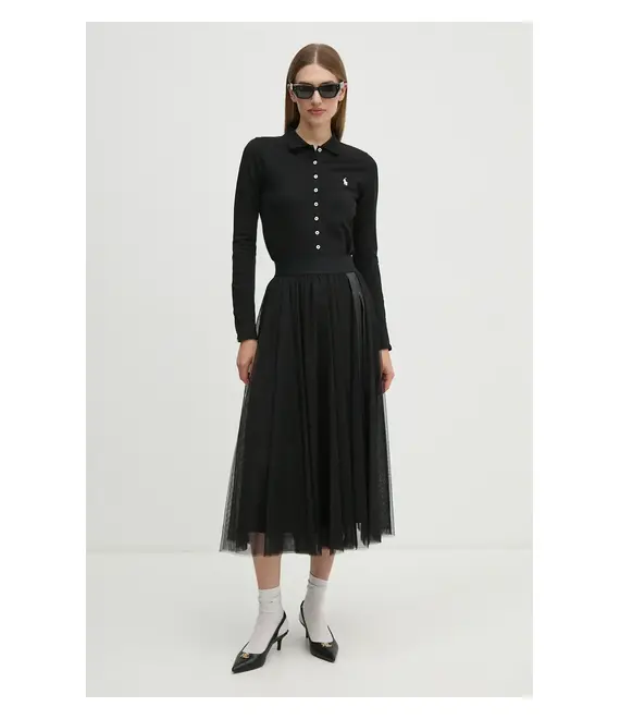 Πουκάμισο Polo Ralph Lauren χρώμα: μαύρο, 211941176