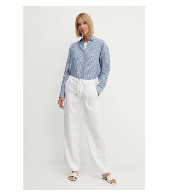 Λινό παντελόνι Lauren Ralph Lauren χρώμα: άσπρο, 200735138